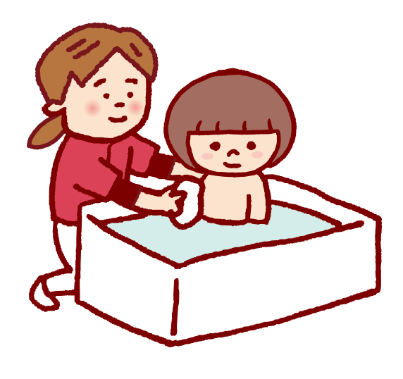 女の子をお風呂に入れるイラスト